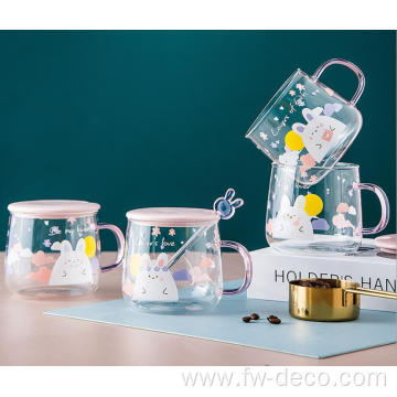 420ml drinking glass mugs cup with Ceramic lid